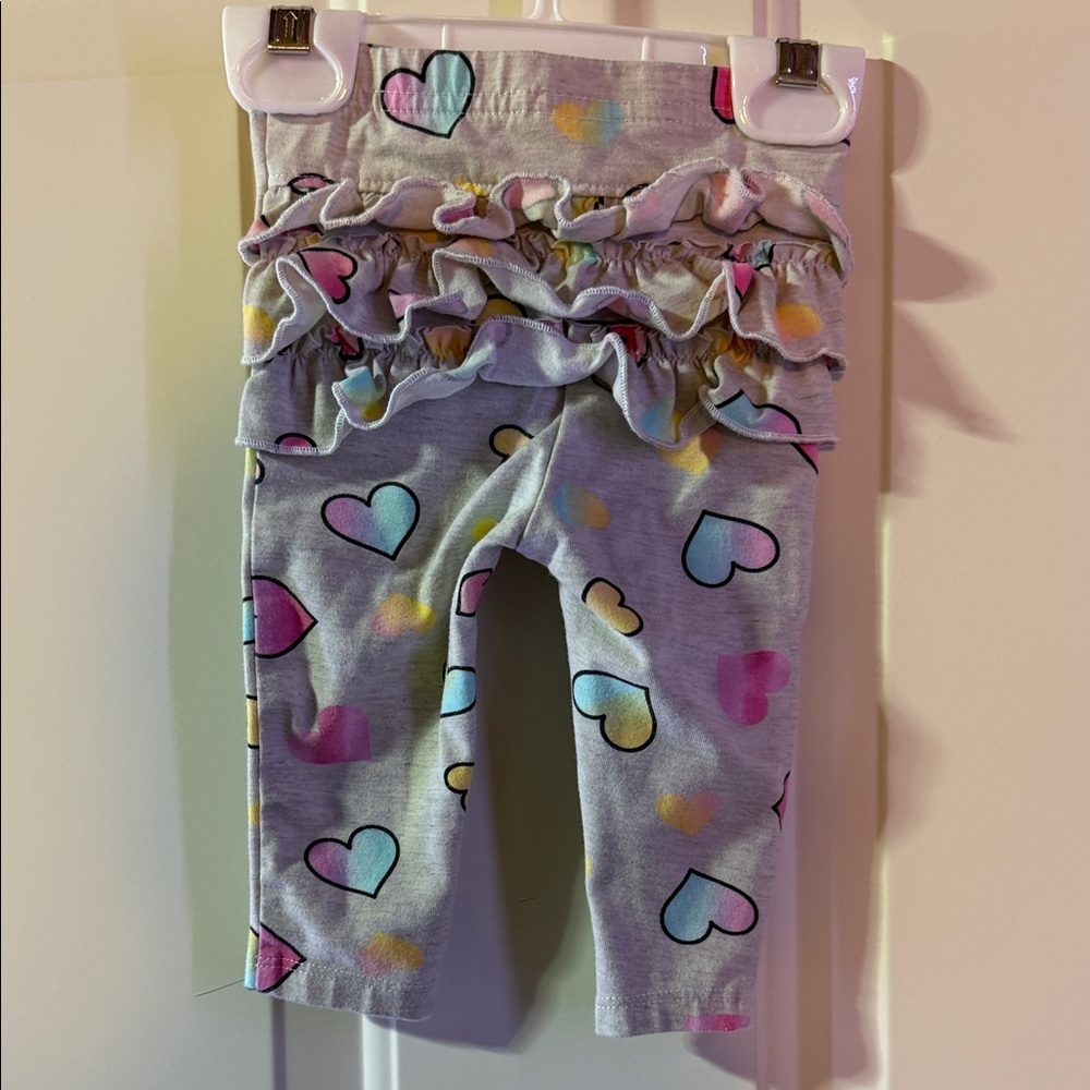 Baby Girl Gray Heart Print Leggings - Multicolor Hearts 3-6 months